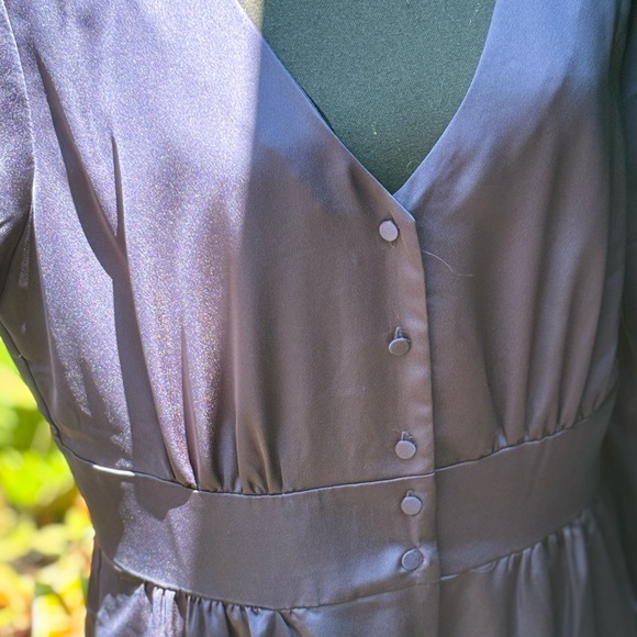 J Crew Navy Satin Button Prairie Dress - Picture 2 of 8